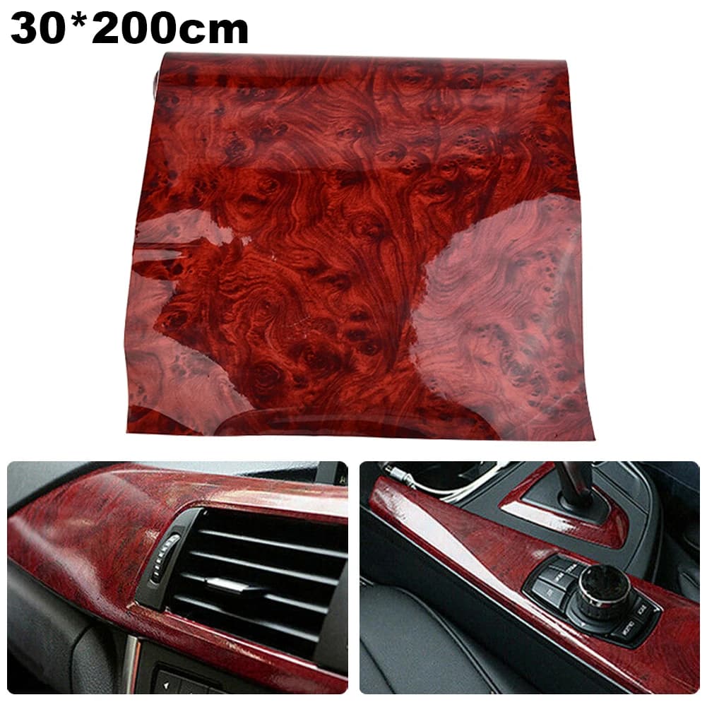 Autocollant de voiture brillant à effet bois, film adhésif DIY pour tableaux de bord, panneaux de porte, accessoires intérieurs automobiles