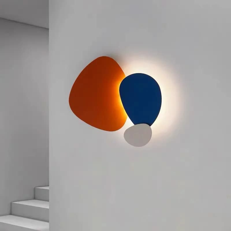 Applique murale créative colorée en métal, Orange, noir, bleu, blanc, 3000K, lampe d'ambiance pour salon, chambre à coucher, escaliers, allée, Restaurant
