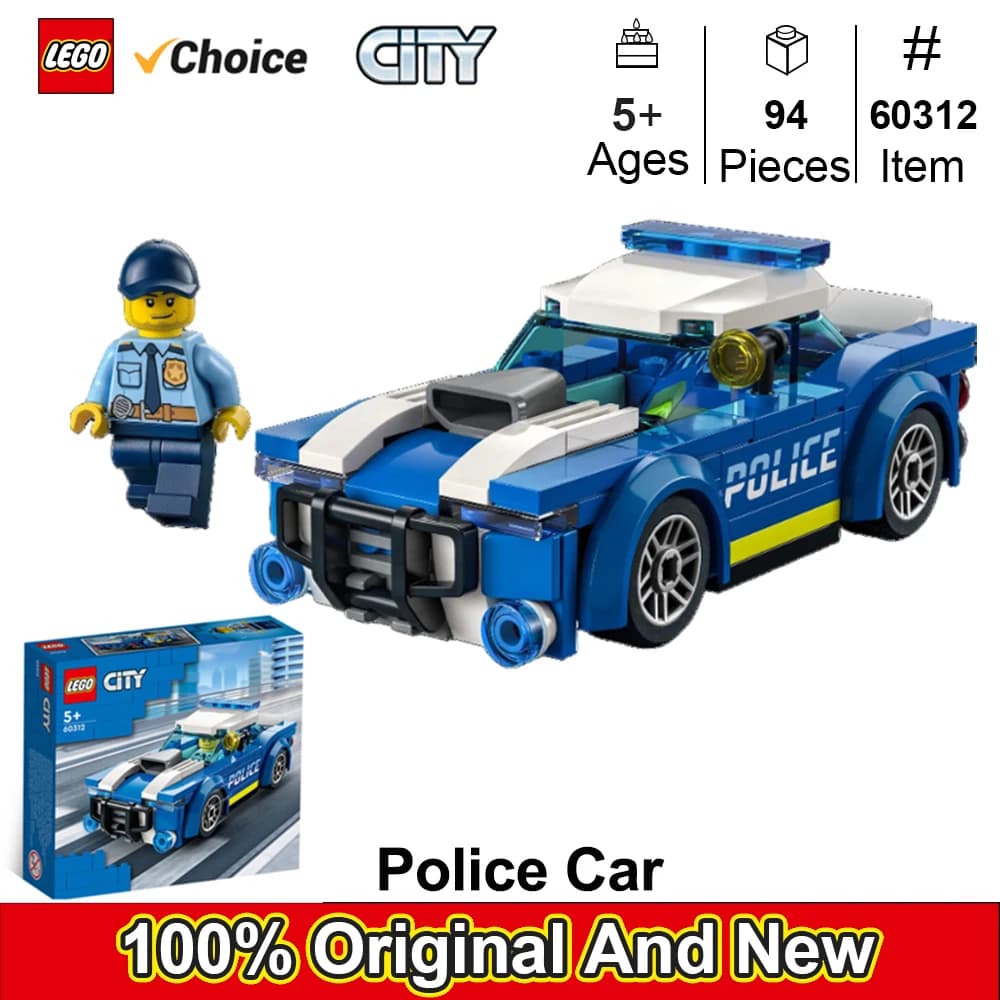 LEGO 60312 Jouet de voiture de police de ville pour enfants de 5 ans plus avec figurine d'officier, petite idée cadeau, ensemble de construction de voiture Chase