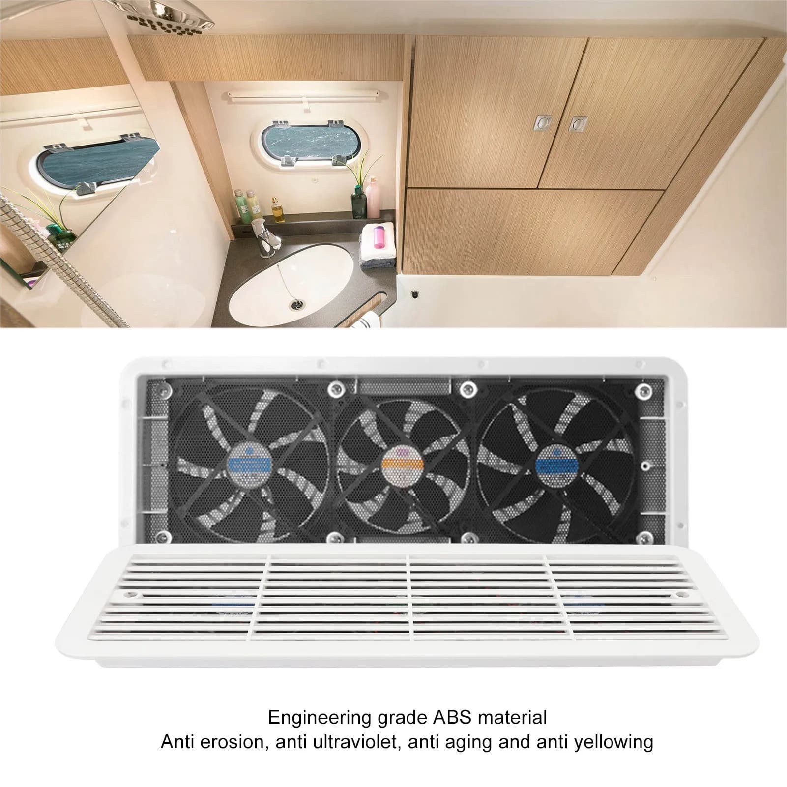 Ventilateur d'extraction de Ventilation de réfrigérateur RV 12V, trois ventilateurs, ventilateur de ventilation latéral silencieux avec filet de protection pour camping-car, Yacht, bateau