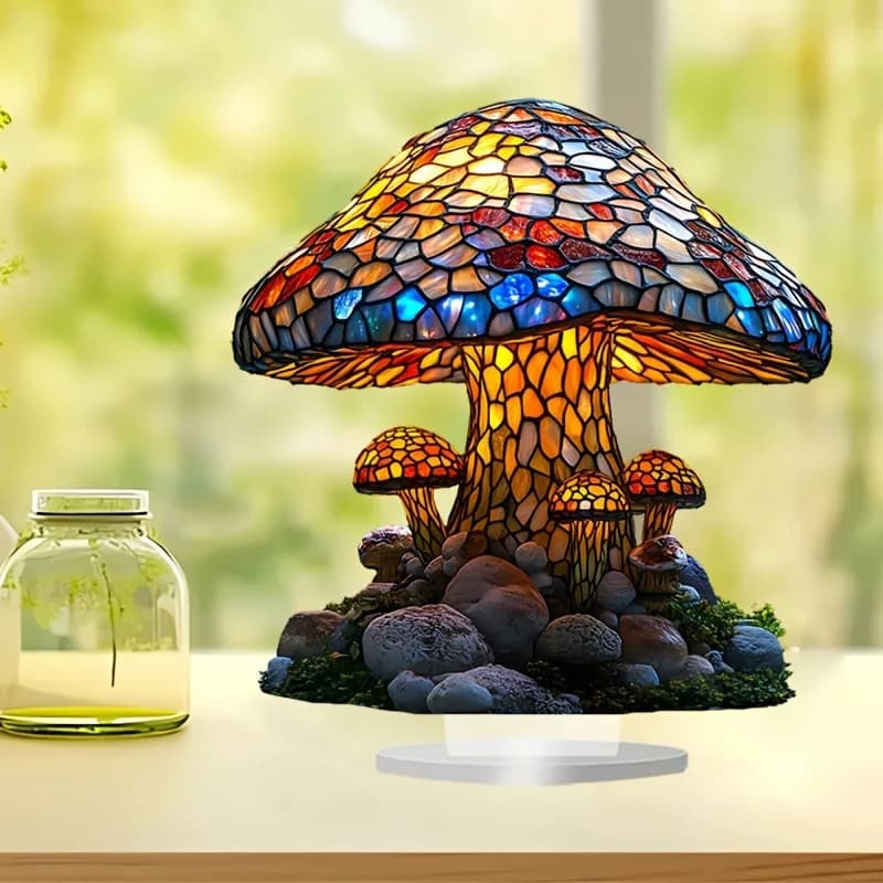 1 lampe en forme de champignon en acrylique de style bohème contemporain, sans électricité, décoration de table pour la maison, le bureau, le café