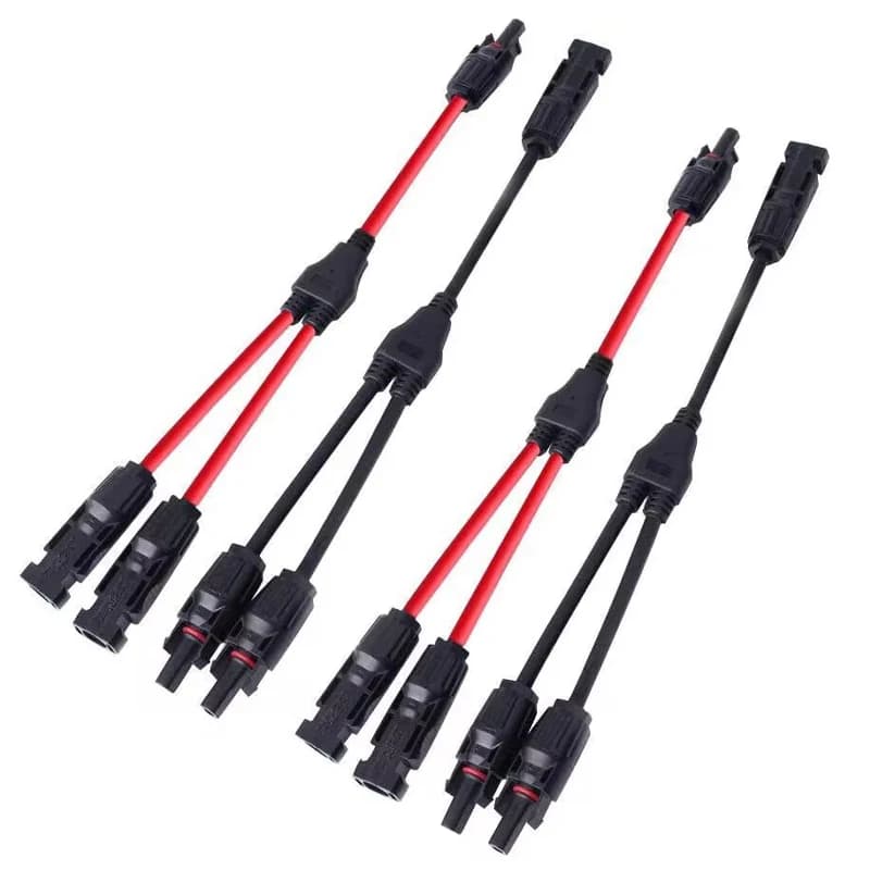 Connecteurs solaires d'alimentation câble de branche en Y 30A, câble solaire adaptateur parallèle en paire pour panneau solaire 1 * M/FF + 1 * F/MM noir rouge alimentation