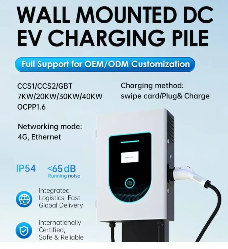Station de recharge DC personnalisée 80kW 100kW CCS2 CHAdeMO sur pied double pistolet avec gestion intelligente OCPP et optimisation du facteur de puissance