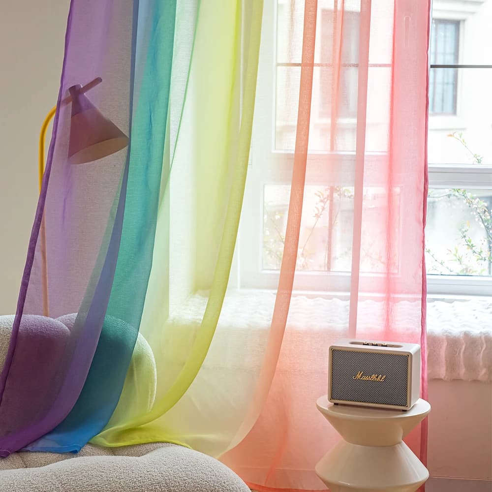 1 panneau, rideaux transparents colorés pour chambre à coucher par Drewin, rideaux semi-voile ombré arc-en-ciel, draperies dégradées, décoration d'intérieur