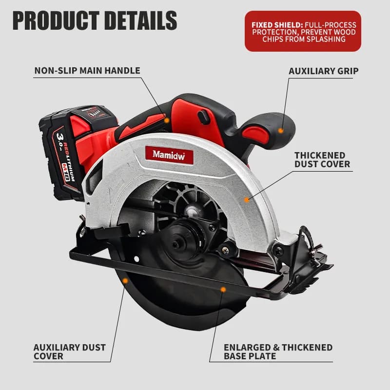 Scie circulaire électrique sans balais 4000W, 7 pouces, sans fil, Rechargeable, Portable, outil électrique pour coupe du bois, broche de batterie Milwaukee