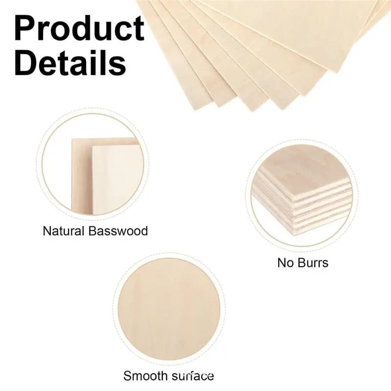 Feuilles de bois d'ébène A69ebalsa, lot de 10, 12x12x1/16 pouces, contreplaqué pour découpe DIY, artisanat, gravure