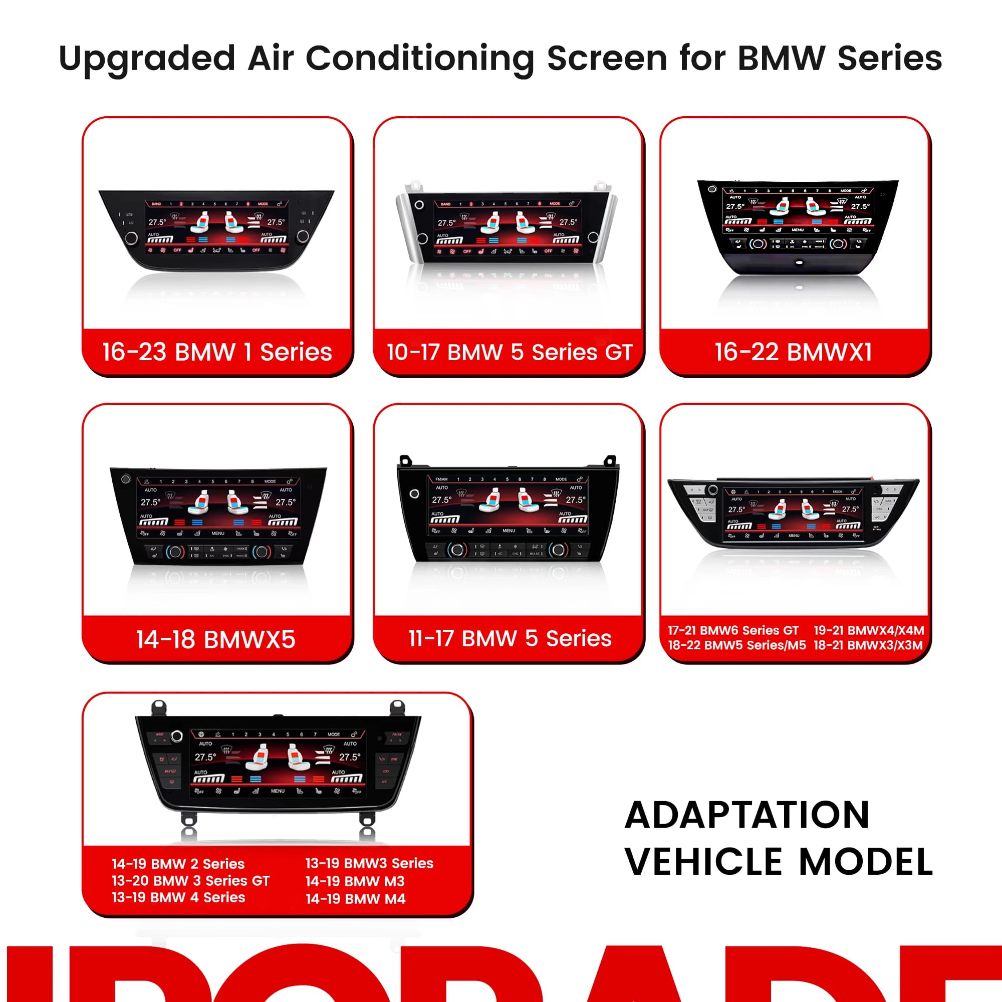 Panneau de commande numérique de climatisation pour BMW Série 1-5, Série X1-X6, écran de commande numérique de climatisation chauffant/refroidissant