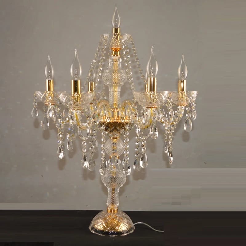 Lampe de Table en cristal dorée et argentée au design moderne, chandelier, éclairage décoratif pour chambre à coucher