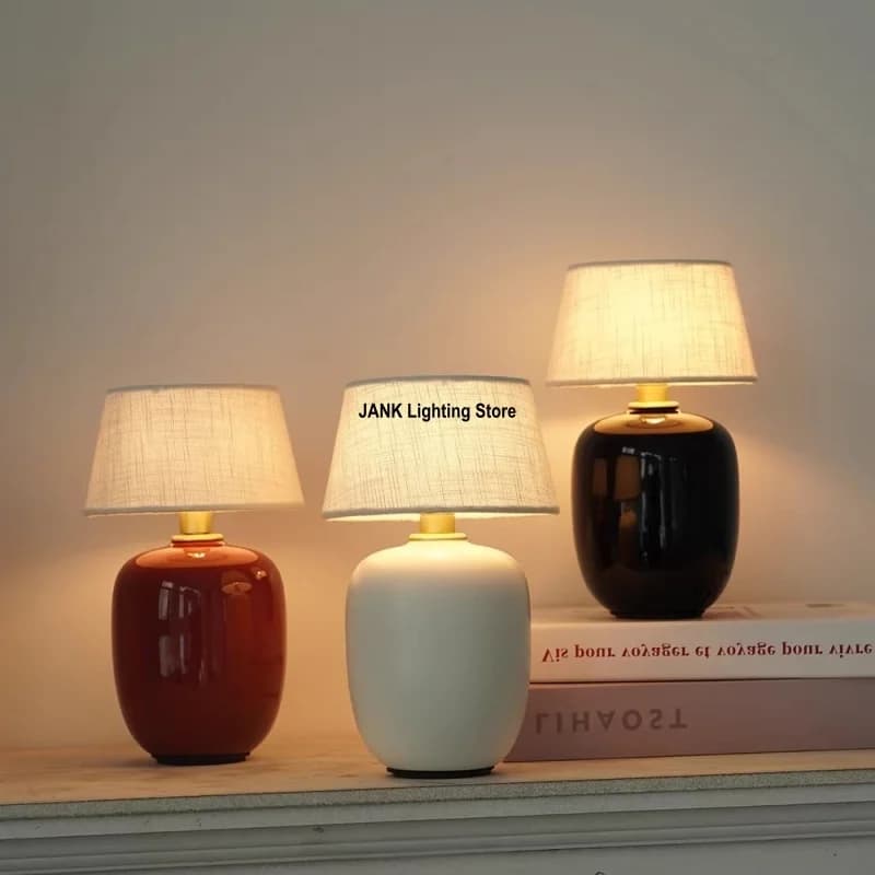 Nouvelle lampe décorative rouge en pierres précieuses, design de créateur, portable et rechargeable, avec ambiance lumineuse, en céramique, à intensité variable, pour chevet ou sol