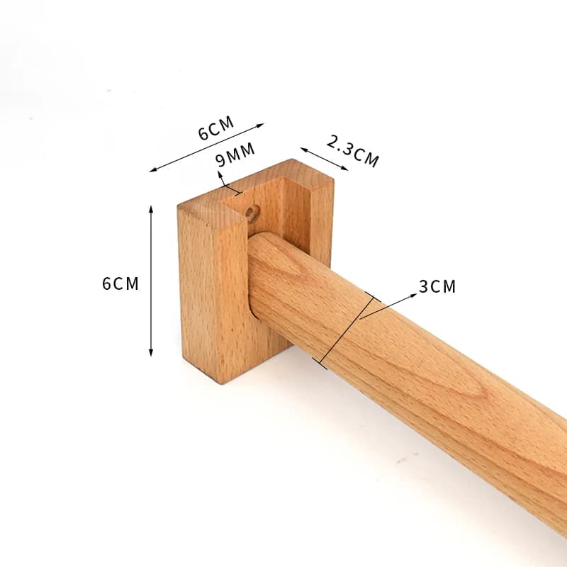 Rideau de Brochure en Hêtre Naturel, Poteau d'Armoire en Bois Massif, Piste Japonaise en Bois, Accessoires de Décoration de Maison