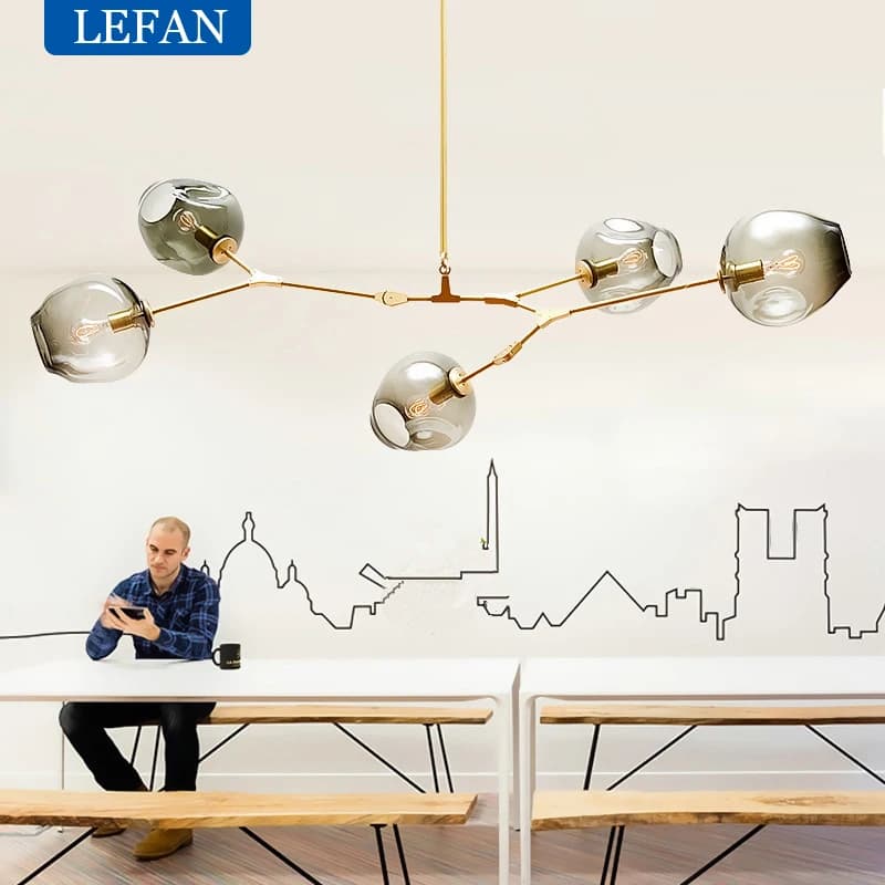 Lustre à bulles en verre moderne pour salon salle à manger île Suspension lampe lumière concepteur Branching luminaires Luminaire suspendu