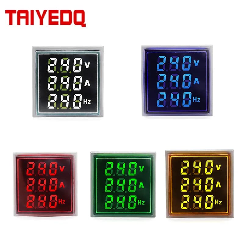 Panneau indicateur carré Hertz de courant de tension numérique LED, trou de compteur 22mm avec voltmètre 0-100ACT, fréquence ampèremètre