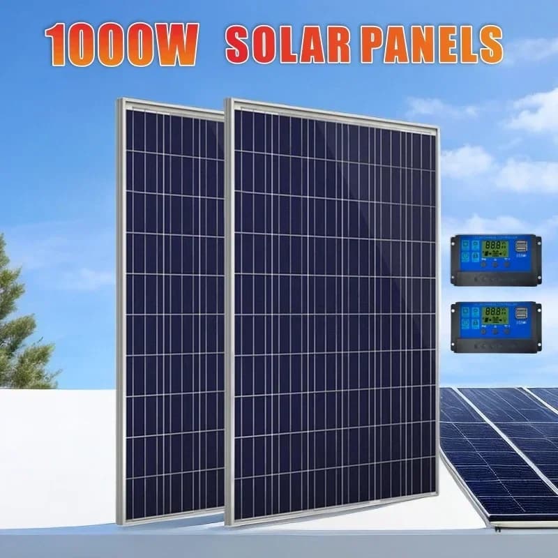 Kit de panneaux solaires 1000W /500WS, panneau solaire 12V, contrôleur 100A, Port USB, chargeur de batterie solaire Portable pour Camping en plein air, RV Mobile