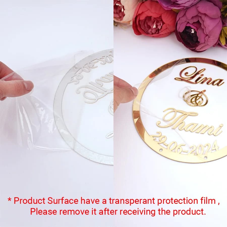 Panneau de bienvenue de mariage personnalisé rond, noms des mariés personnalisés, panneau de table en acrylique miroir, décoration de réception