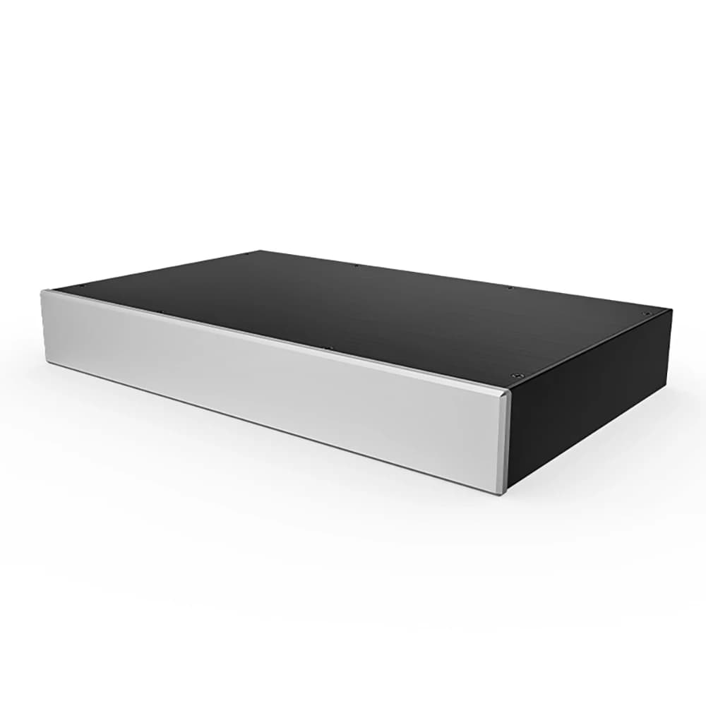 Châssis avant entièrement en aluminium 320x46x191mm, panneau brossé adapté aux amplificateurs sonores, préamplificateurs