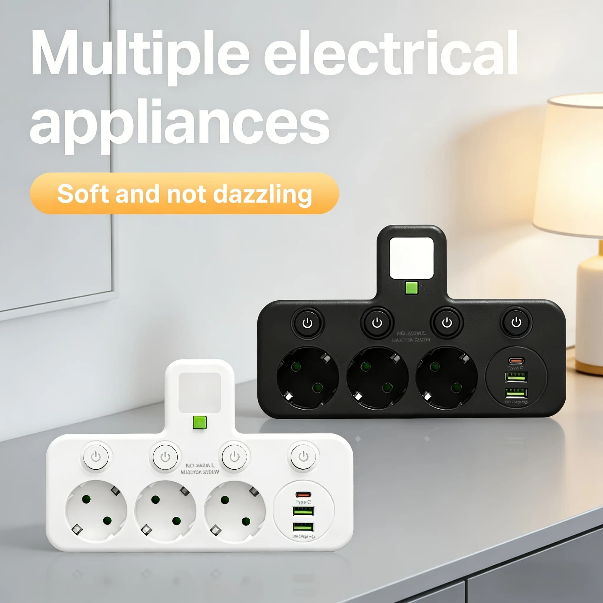 Chargeur mural avec ou sans port USB Type-C, disponible en deux spécifications : prise EU et prise de courant, adapté à la maison