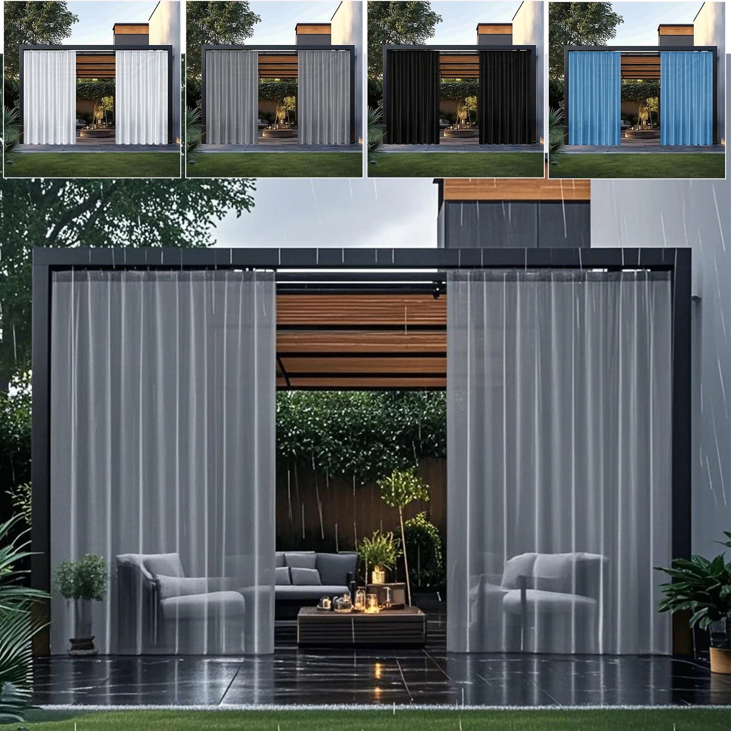Rideau de Patio extérieur à 2 panneaux