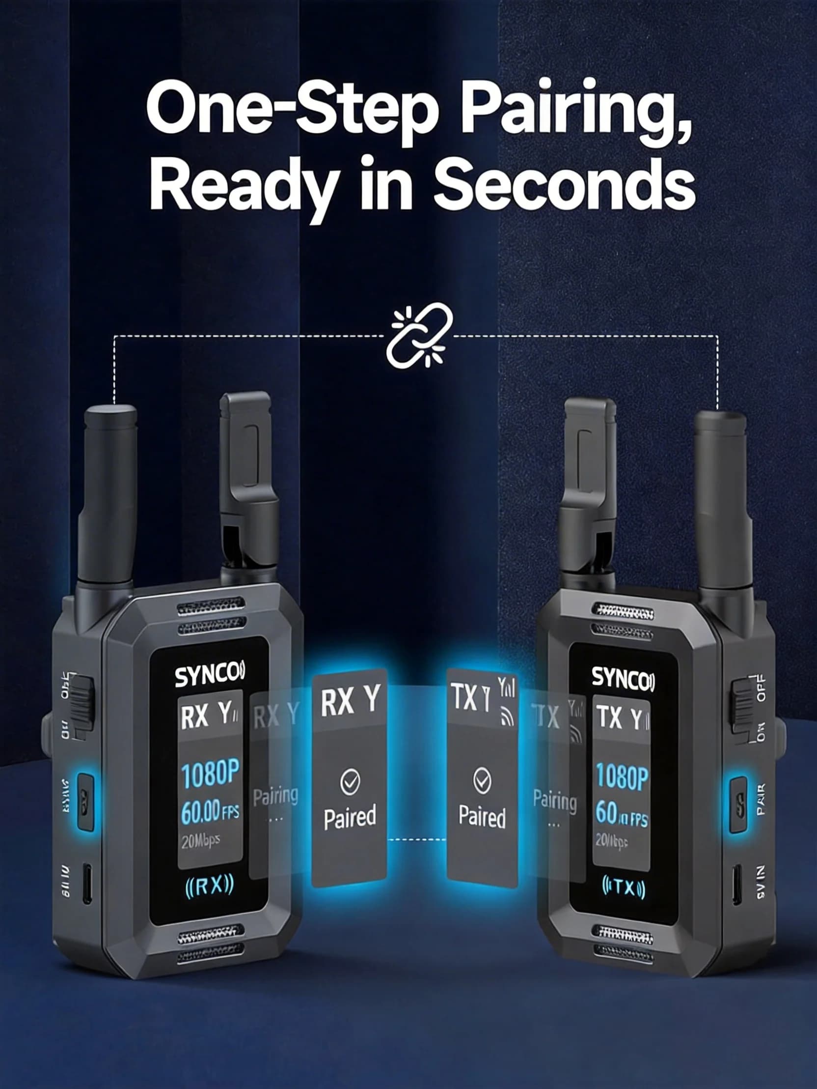 Émetteur-récepteur sans fil SYNCO pour diffusion en direct XVision 1080P 60FPS HD avec double sortie HDMI