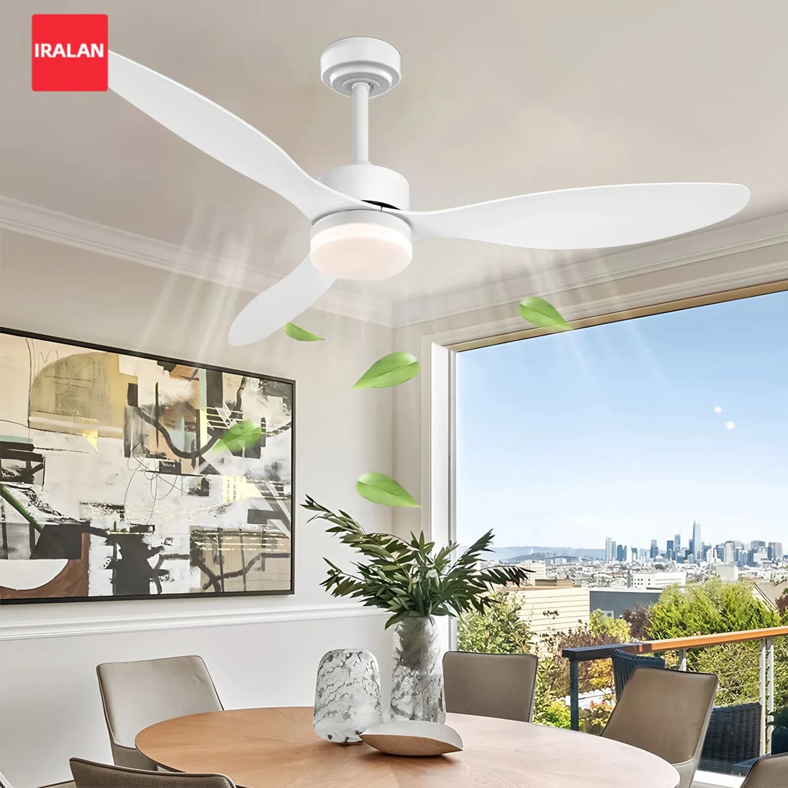 Ventilateur de plafond LED moderne, lampe décorative à faible encombrement 42/52 pouces, lampe à économie d'énergie avec ventilateur pour chambre à coucher et décoration intérieure