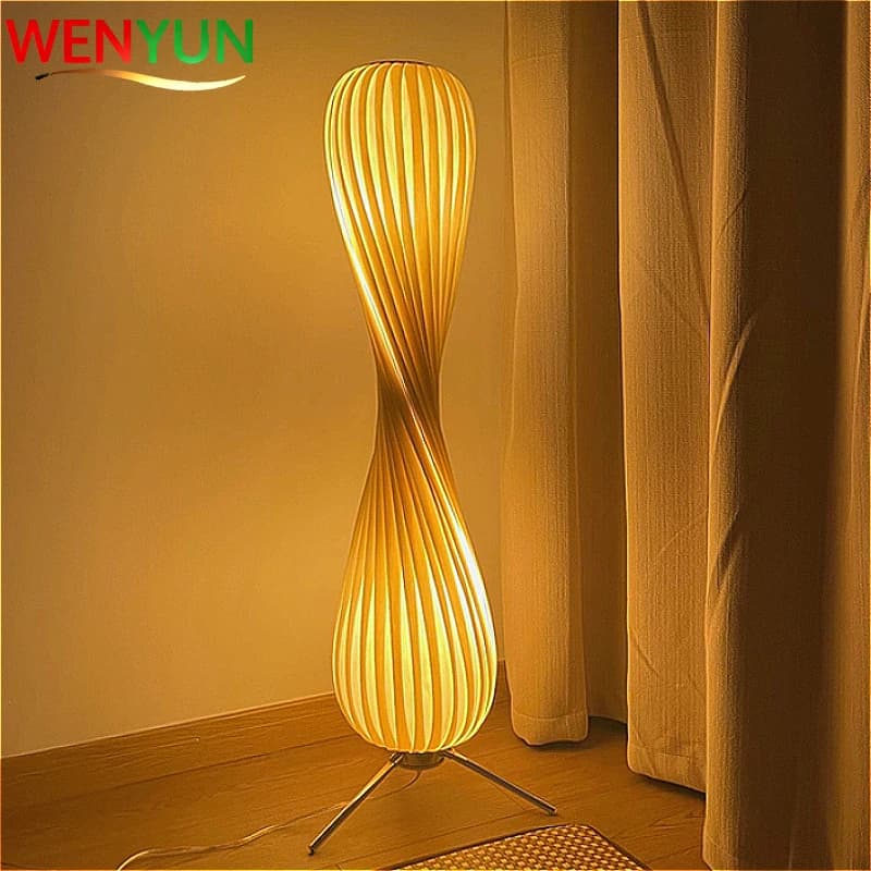 Lampe sur pied WENYUN style bois, décoration de tête de lit de chambre, lampe de table d'ambiance, lampe nordique artistique et créative, lampe japonaise