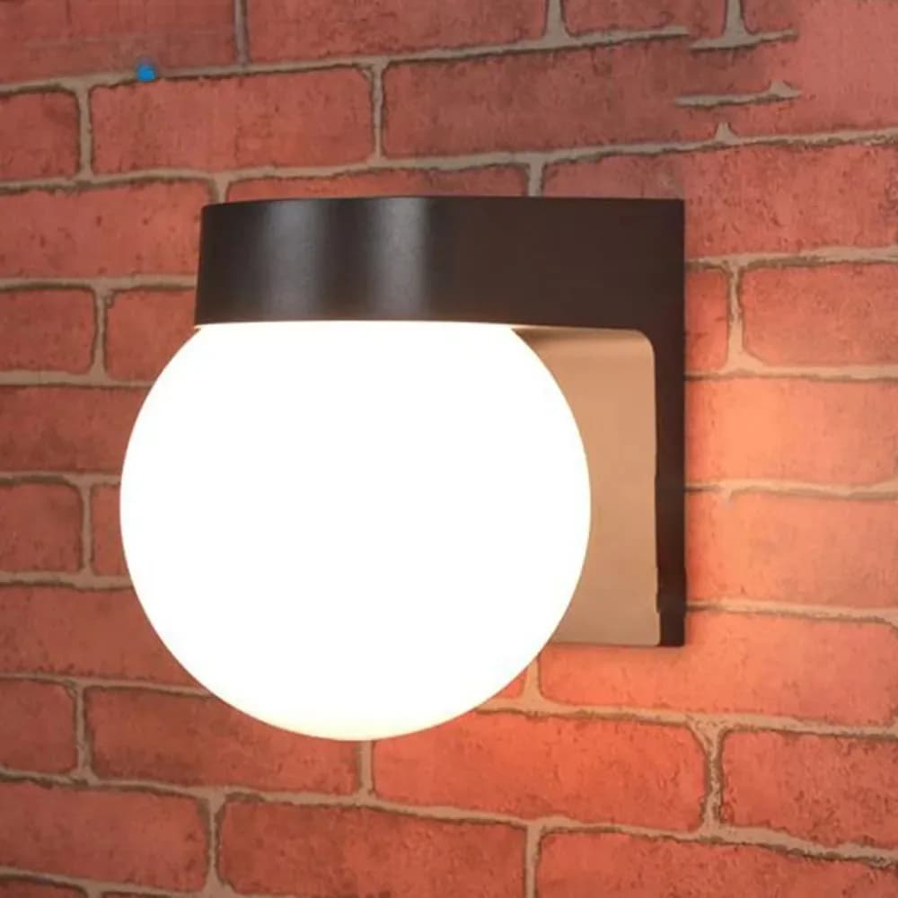Lampe murale extérieure sphérique noire IP65 étanche, lumière ronde pour porche, jardin, cour, couloir, luminaire extérieur en plastique