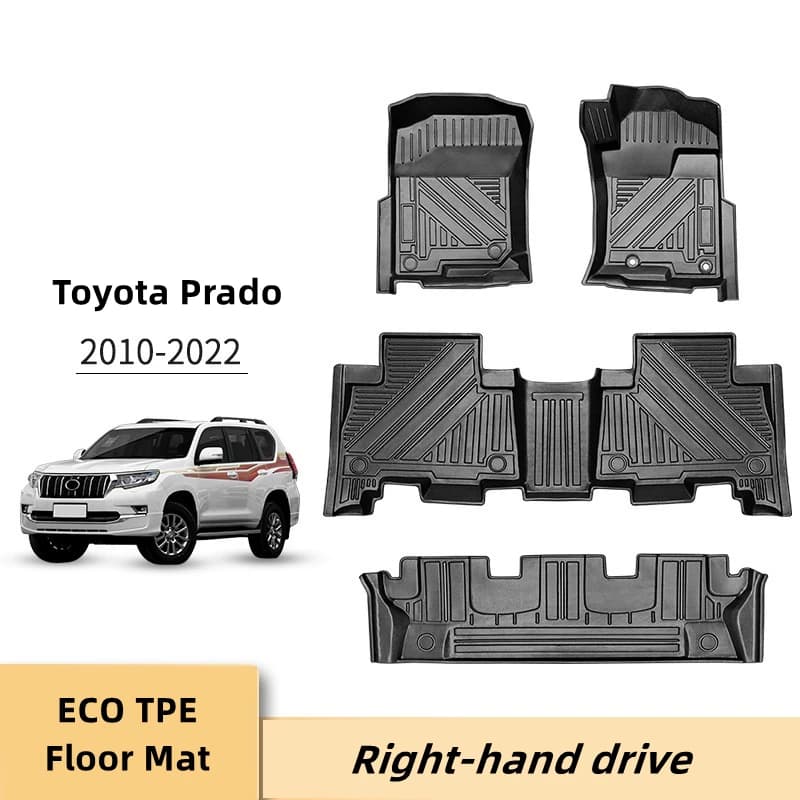 Polymères de sol de voiture imperméables, TPE 35% caoutchouc, 7 sièges, 5 sièges, ajustement personnalisé pour Toyota Prado 2010-2022, accessoires intérieurs