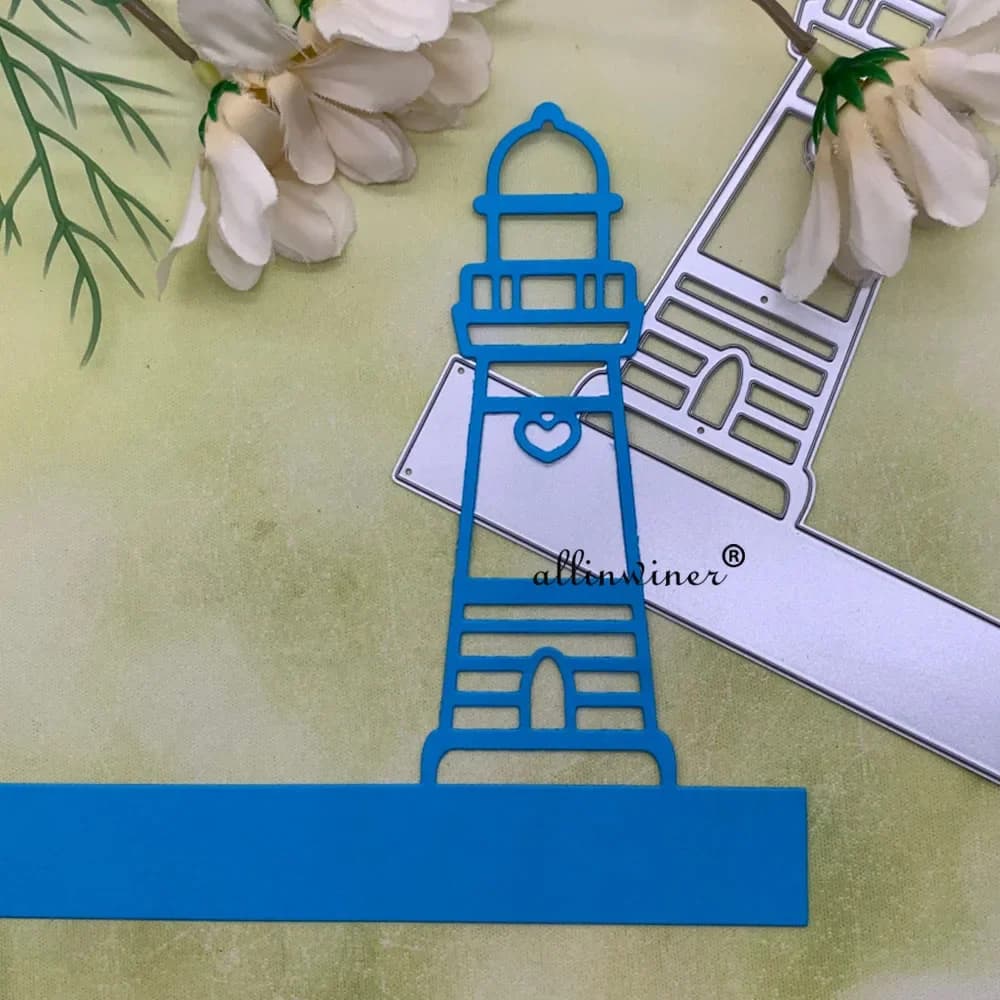 Matrice de découpe en métal DIY, motif phare de signalisation de navigation, pour scrapbooking, cartes en papier gaufré, albums et modèles de découpe pour loisirs créatifs
