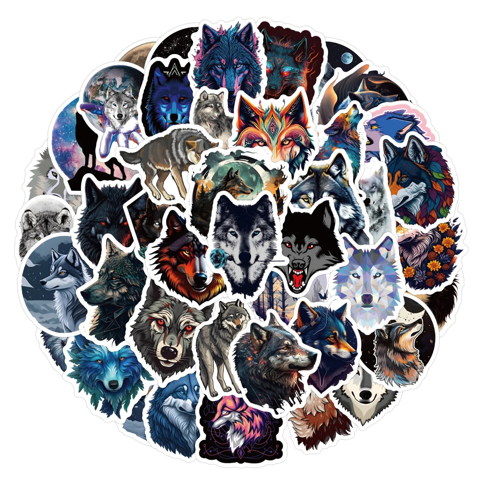 10/60 PIÈCES Loup Dessin Animé Autocollants Cool Animal Graffiti Décoration Dessin Animé Loup Autocollant Valise Ordinateur Portable Téléphone Guitare Voiture Vélo Jouet