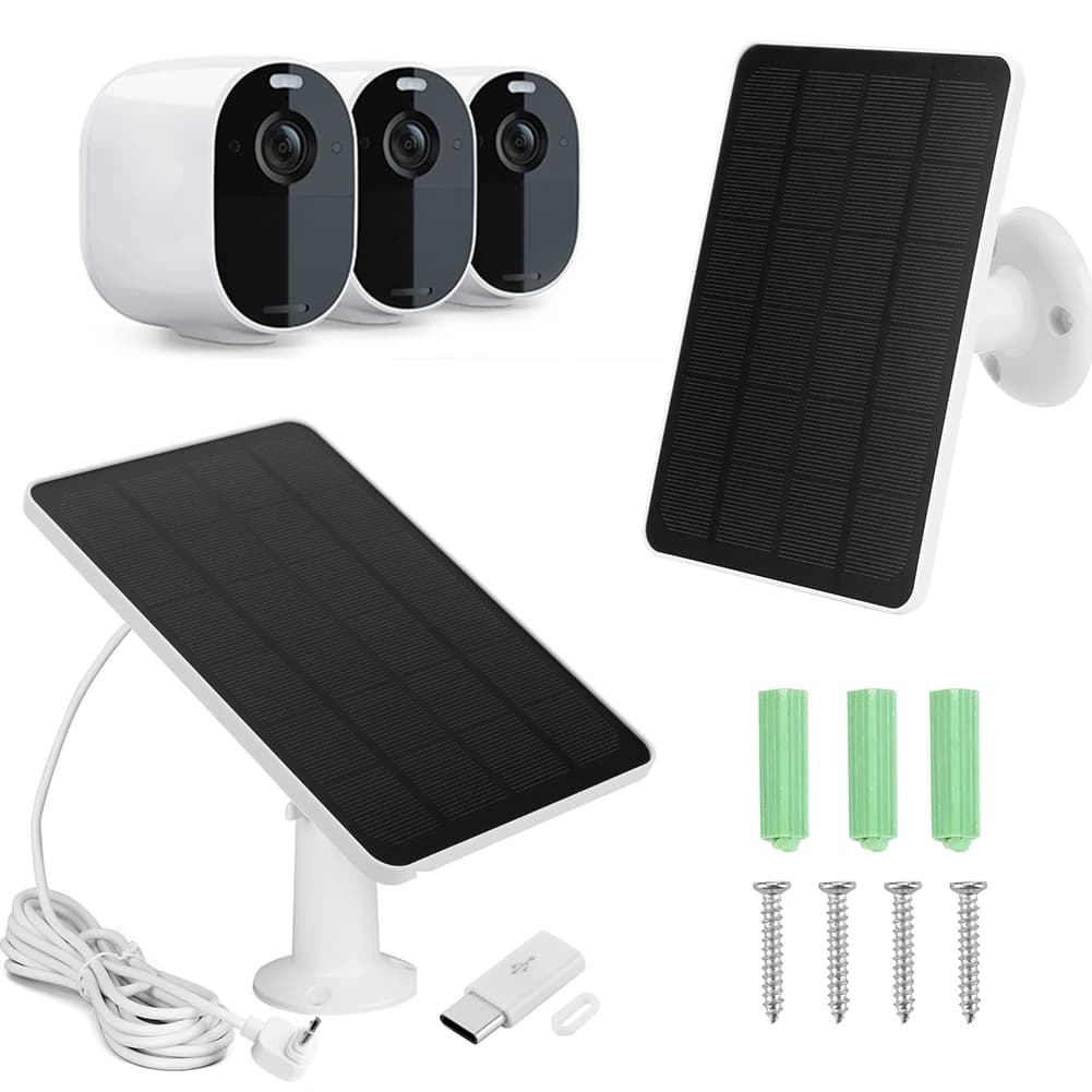 Panneau solaire pour caméra 4W/6W, panneau solaire étanche IP65, 360° ° Support mural réglable pour caméra Arlo Essential Spotlight/XL Spotlight