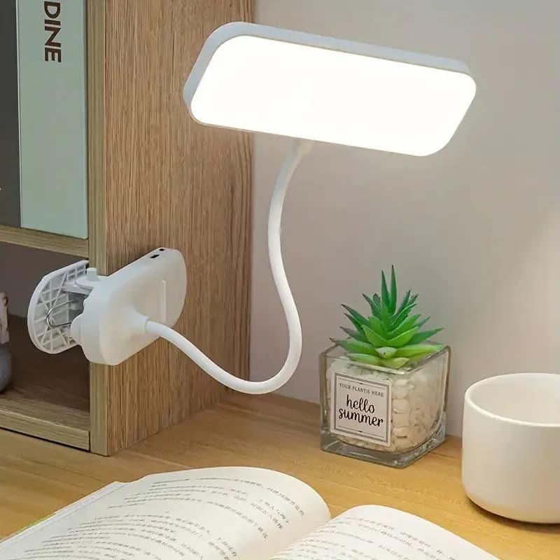 Lampe de bureau LED à chargement USB à clipser pour étudiants, bureau de dortoir et lampe de lecture de chambre à coucher, adaptée au bureau, au bureau, à l'étude