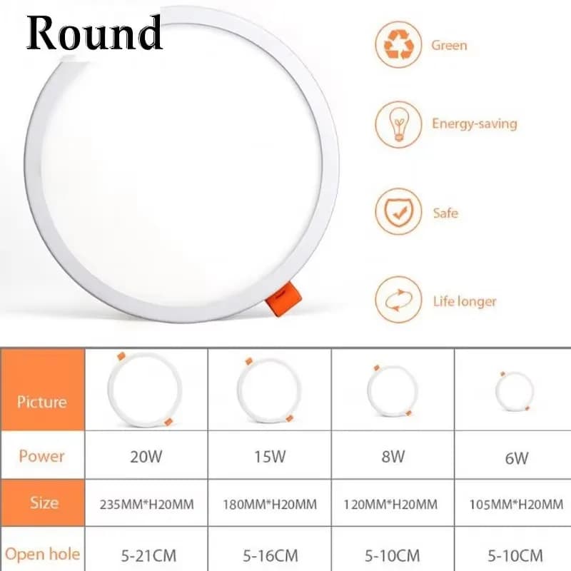 Panneau lumineux LED surface ultra-mince Downlight 6W 8W 15W E27 AC220V panneau rond carré lumière blanc/chaud intérieur chambre lumière LED