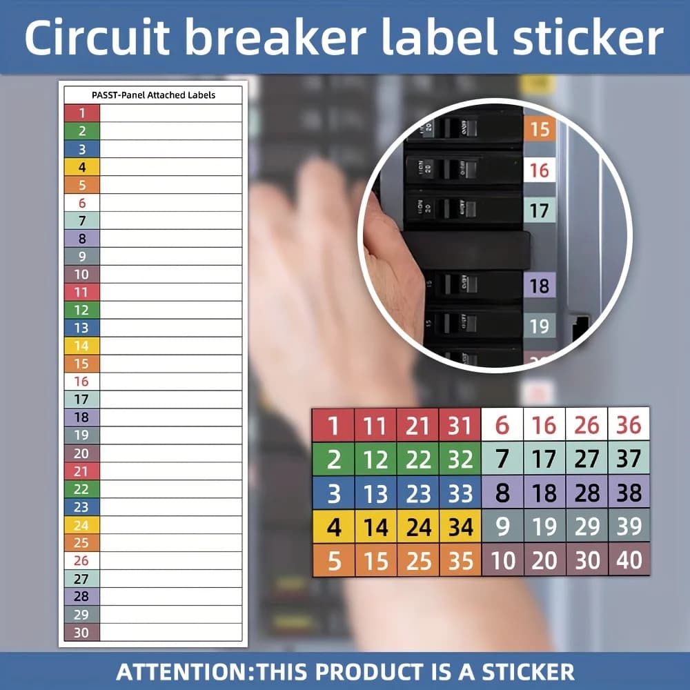 Kit d'étiquettes pour disjoncteurs avec panneau de marquage (1-10, N, T, R, S) |   Autocollants pour panneaux électriques écrits à la main pour boîtes de distribution