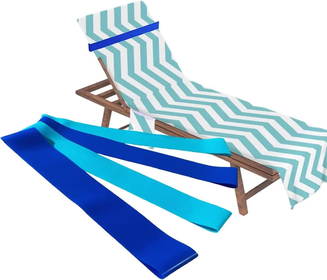 Paquet de 4 bandes de serviettes, bandes de serviettes pour chaise de plage, pinces à serviettes en caoutchouc pour chaise de piscine, accessoires indispensables pour la plage et la croisière