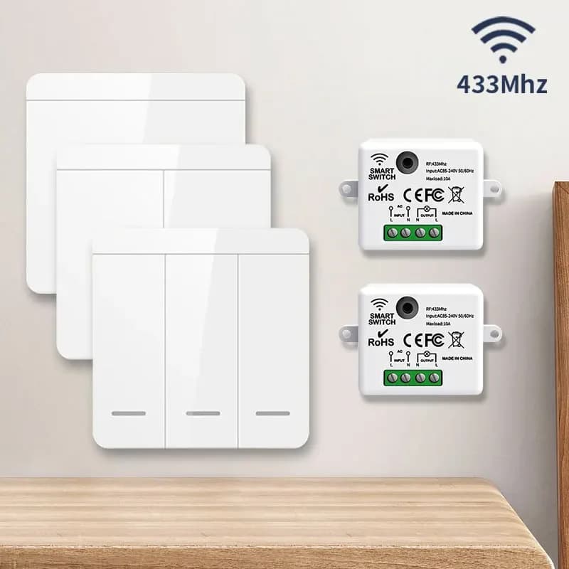 Panneau mural intelligent sans fil RF 86, 433Mhz, avec télécommande, Mini relais récepteur 1/2/3 gangs, interrupteur de lampe Led pour la maison