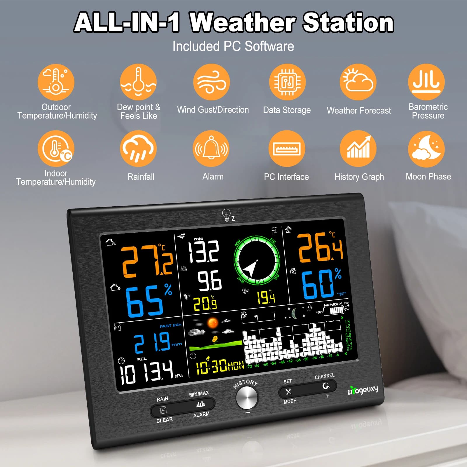 Station météo sans fil à portée de 150 m