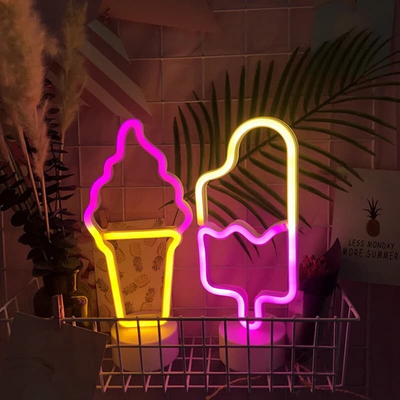 Enseigne au néon LED, lampe Popsicle pour magasin de crème glacée, affichage spectaculaire, restaurant, bar, décor de vacances, veilleuse de Noël