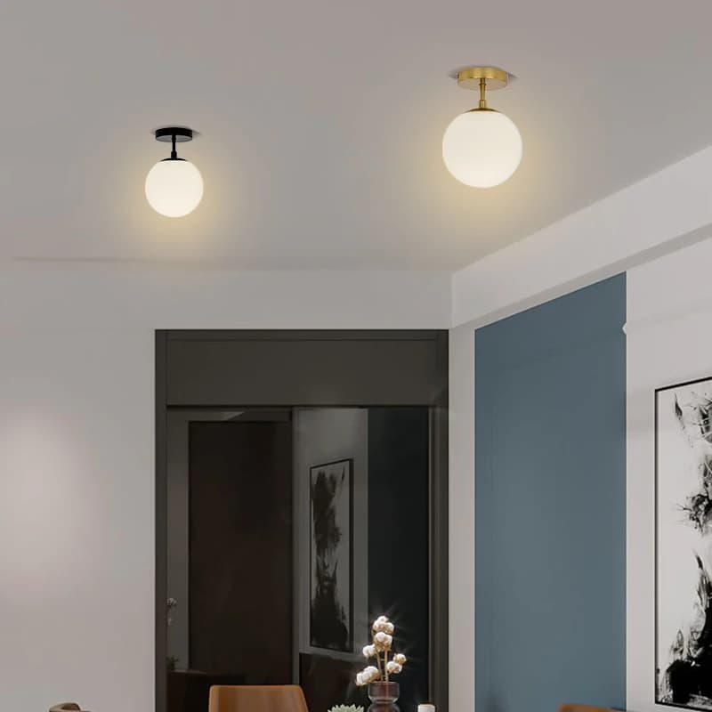 Plafonnier LED moderne en forme de boule, lampe d'entrée pour couloir, hall d'entrée, lampe de balcon créative haut de gamme
