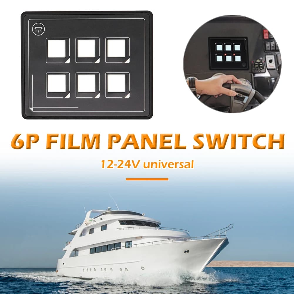 Commutateur de panneau de commande à membrane tactile LED pour voiture, panneau de commutation, accessoires de camping-car, bateau, 6 gangs, DC 11V-30V, 6P
