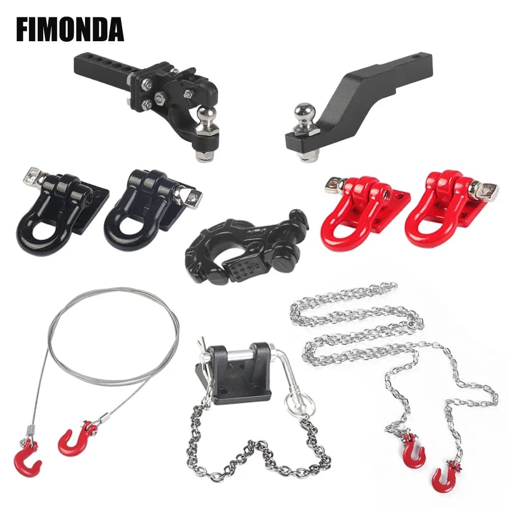 Crochet de remorquage en métal, accessoires à l'échelle 1/10, chaîne de corde de remorque, manille de remorque pour voiture sur chenilles RC Axial SCX10 TRX4 Tamiya CC01