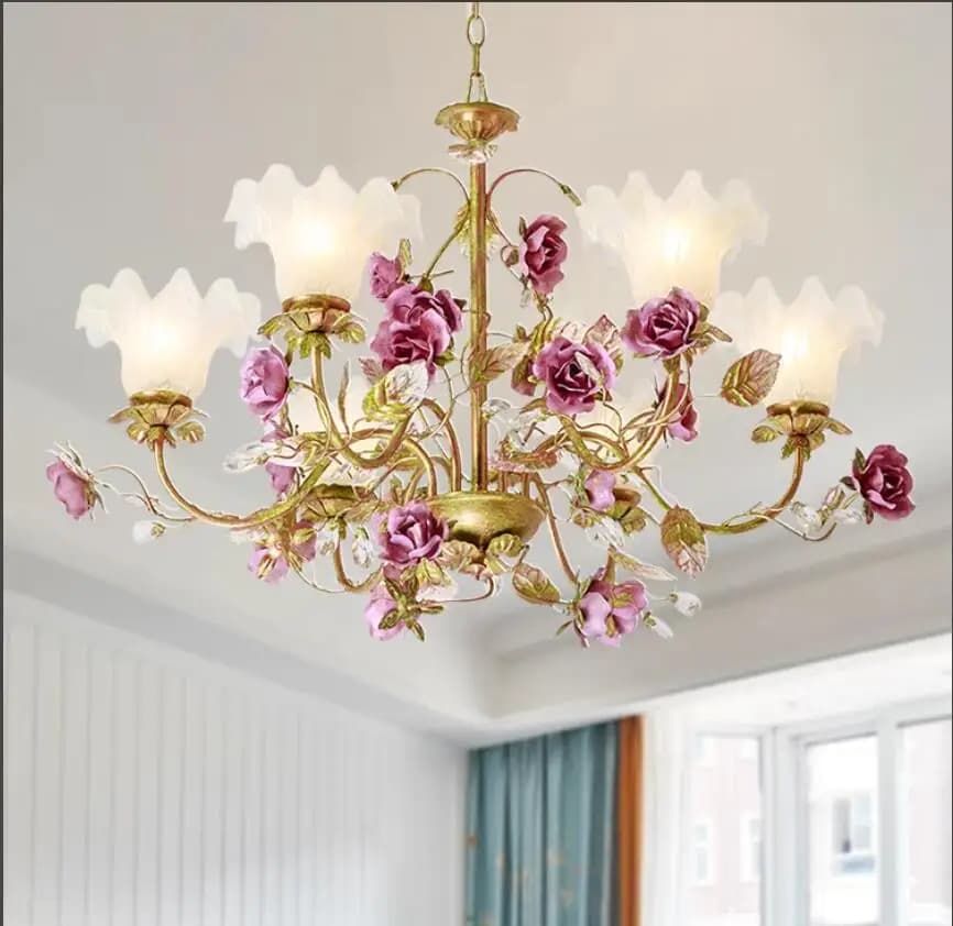 Lampe à suspension florale décorative moderne salon Rose Decora lampes 3 bras
