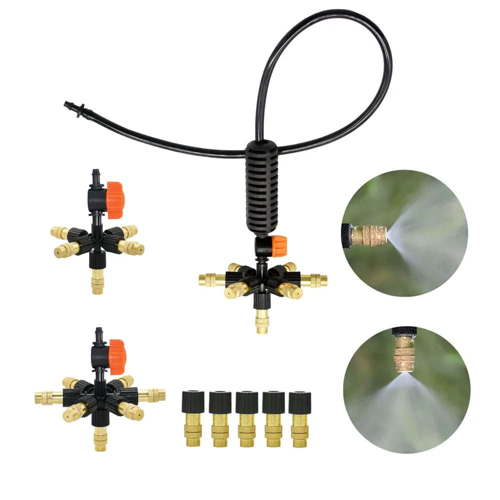 Système d'irrigation par atomisation pour serre de jardin, Kit de pulvérisateur en laiton réglable à 4/5/6/7 voies, outil d'aménagement paysager de jardin botanique de parc