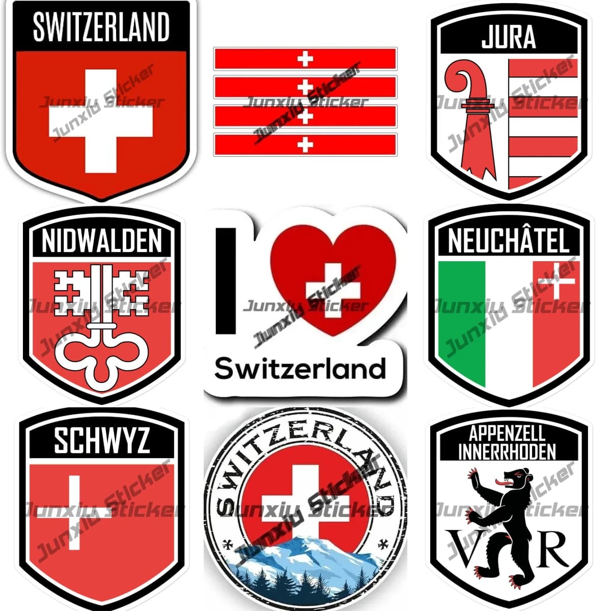 Appenzell Jura Schwyz-Autocollants en Vinyle, Emblème des Alpes Suisses, Code Pays Ovale CH, Accessoires de Décalcomanie