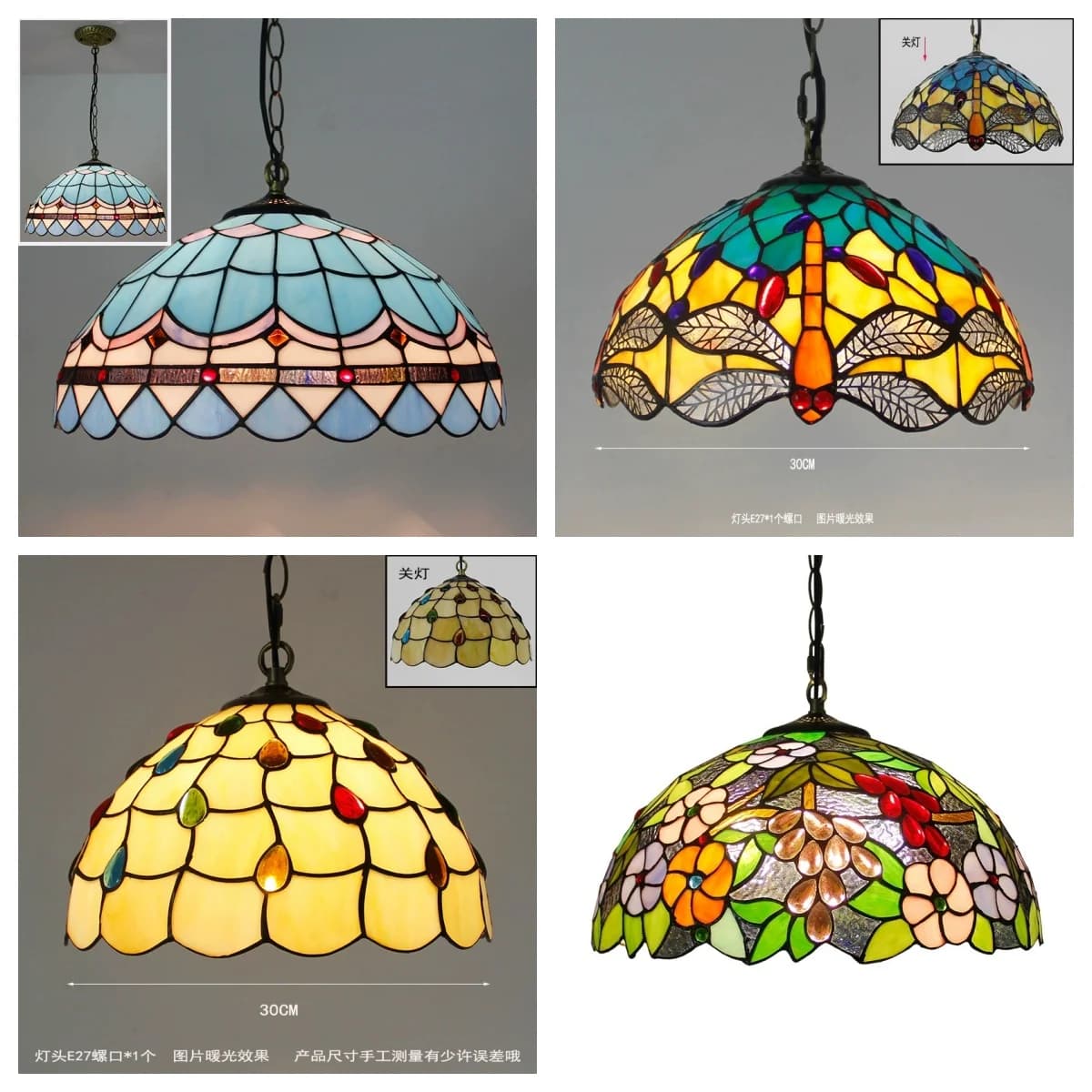 Lustre Méditerranéen Rétro Style Tiffany, Lampe en Verre Coloré, Lustre en Verre Tiffany, Bar Créatif, Chambre à Coucher Rustique, Balcon