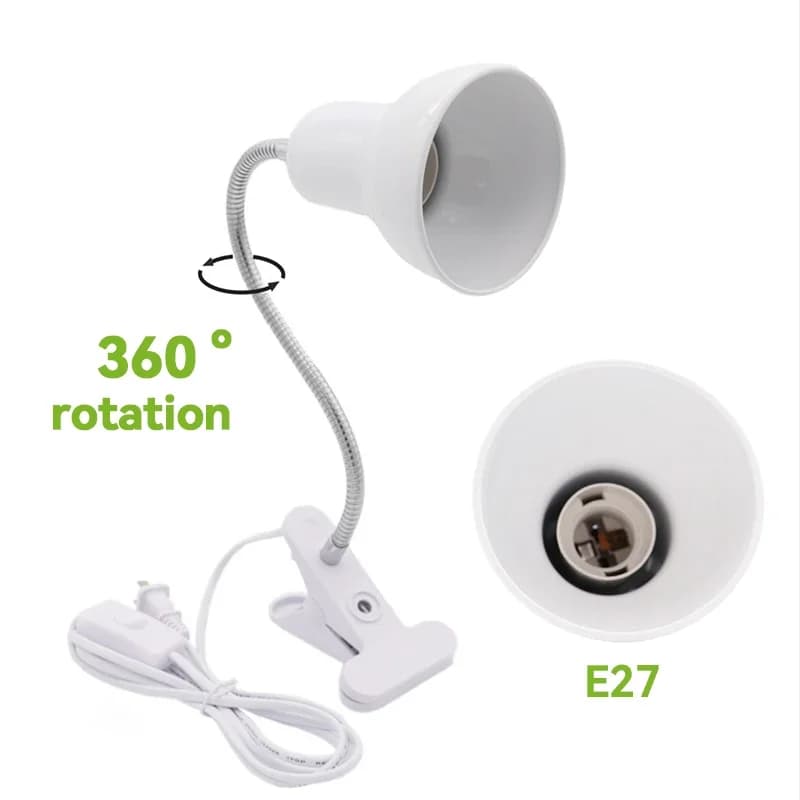 Lampe de bureau avec base à pince et col de cygne réglable, prise UE et US, lampe à clip pour lit, planche à Chi, dortoir, lampe de lecture