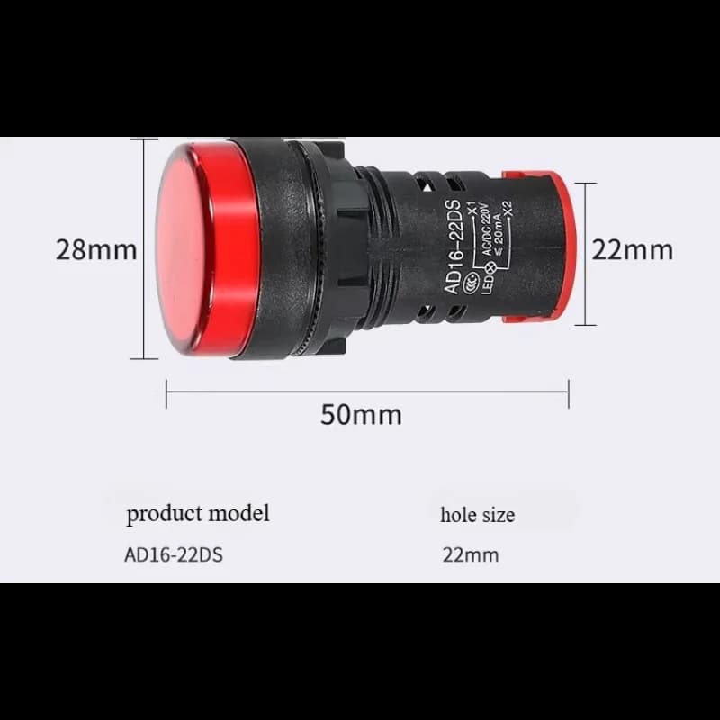 Lampe indicatrice LED 22 mm 6V 12V 24V 36V 220V 380V