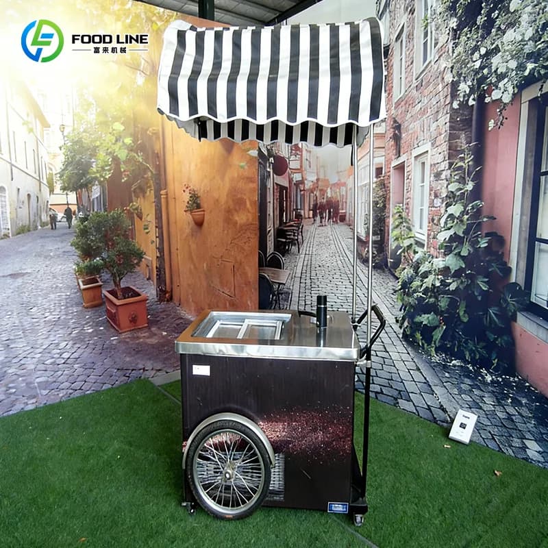 Chariot de vente ambulante solaire portable pour crèmes glacées