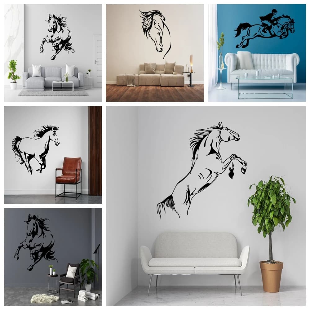 Décalque d'art mural de fond de cheval pour la décoration de la maison, accessoires de chambre à coucher, livraison directe