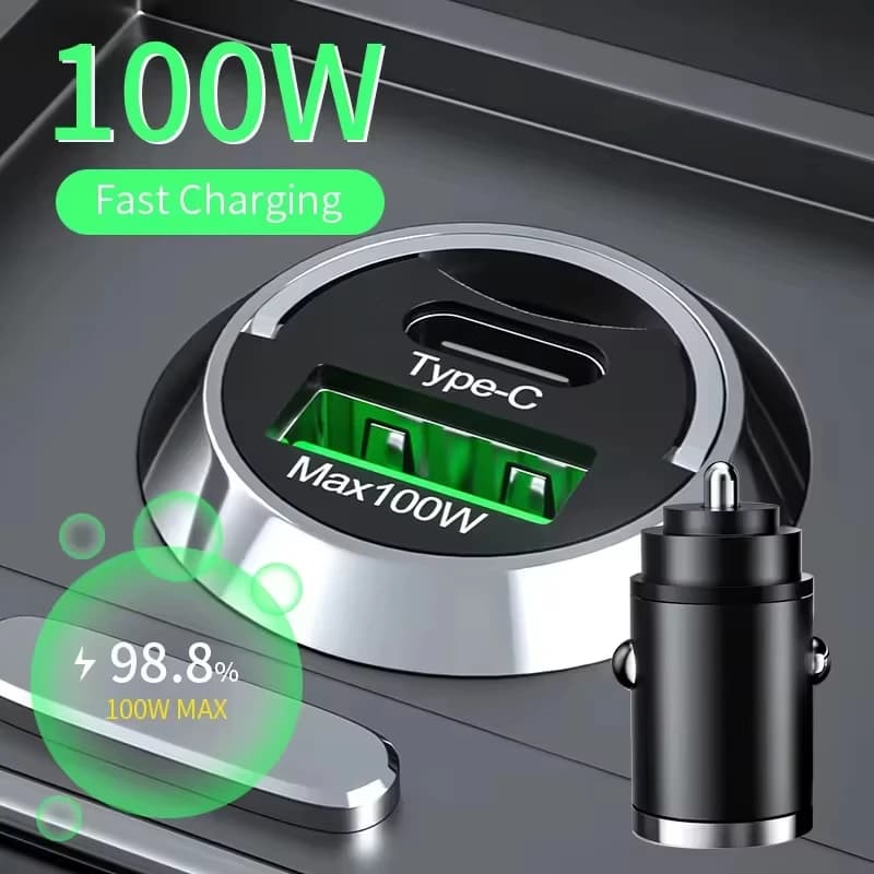100W chargeur de voiture USB charge rapide pour IPhone QC3.0 Mini PD USB Type C chargeur de téléphone de voiture pour Samsung Huawei XiaoMi