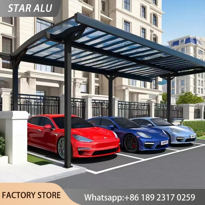Abri de voiture en polycarbonate, auvent extérieur pour garage, protection solaire UV, abri contre la pluie, abri durable en aluminium pour véhicule