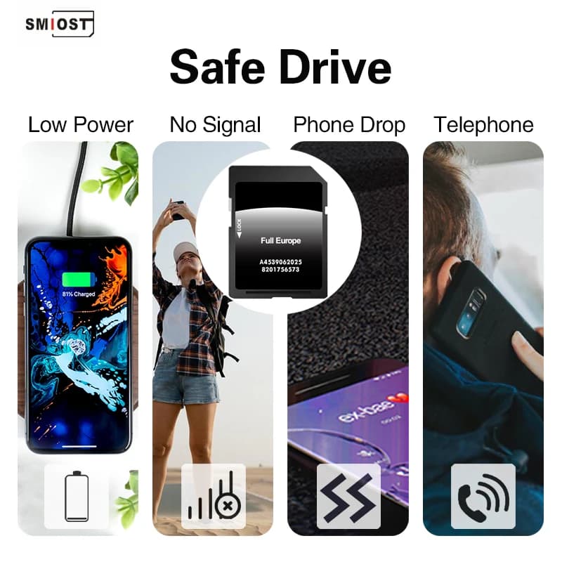 SMIOST Nouvelle version des cartes 2025 pour Smart 453 avec navigation Cool & Media, mise à jour complète des cartes d'Europe, système de navigation par satellite